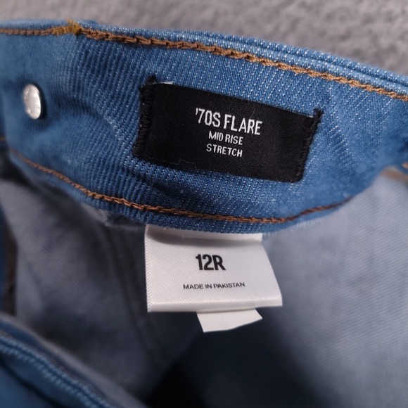 EXPRESS Jeans Size 12 70's Flare Mid Rise Blue Stretch Denim 32x33 NEW - Picture 6 of 13